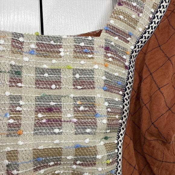 Entro Women's Large Babydoll‎ Top Orange Peplum Textured EUC - Picture 3 of 10